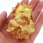 50pcs Artificial Wedding Flowers for Hat Decoration, Golden Plastic Floral Embellishments for Women Accessories