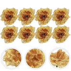 50pcs Artificial Wedding Flowers for Hat Decoration, Golden Plastic Floral Embellishments for Women Accessories