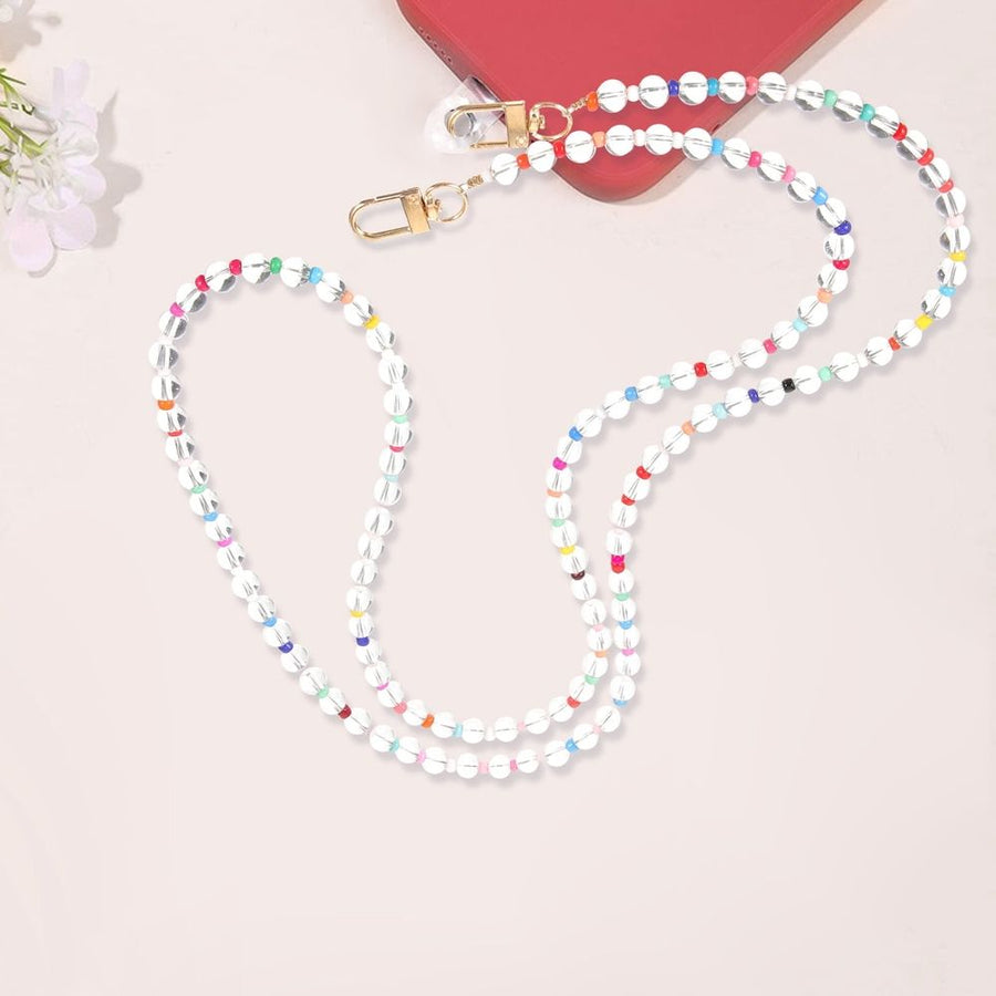 Beaded Phone Strap, Transparent Plastic, Easy Installation and Durable for Outdoor Use