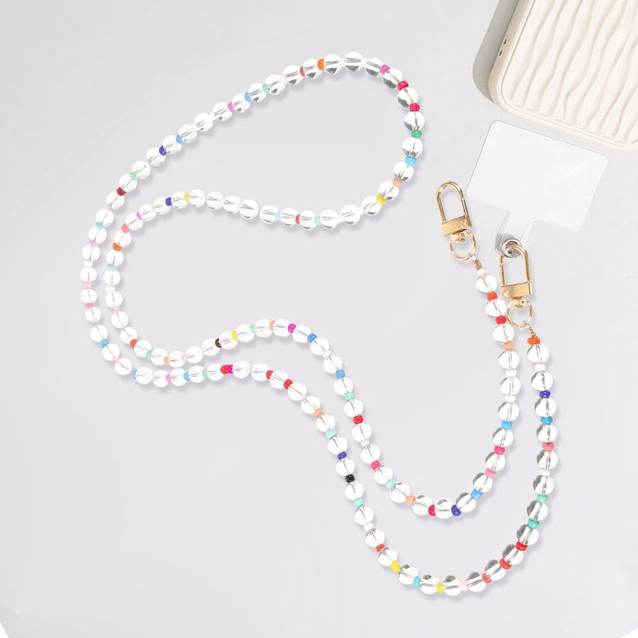 Beaded Phone Strap, Transparent Plastic, Easy Installation and Durable for Outdoor Use