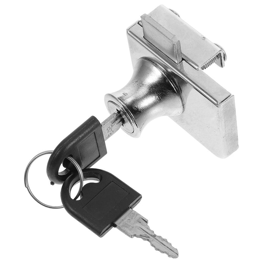 Glass Cabinet Door Lock Set with Plated Sliding Mechanism for Secure Display Case