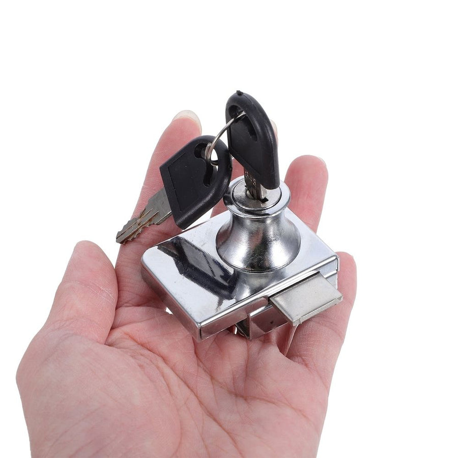Glass Cabinet Door Lock Set with Plated Sliding Mechanism for Secure Display Case