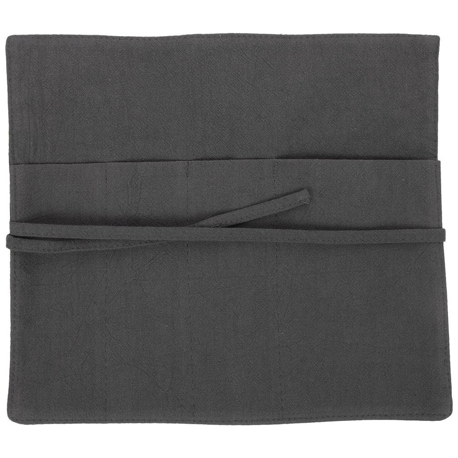 Practical Dark Grey Linen Cutlery Pouch for Travel and Storage