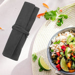 Practical Dark Grey Linen Cutlery Pouch for Travel and Storage