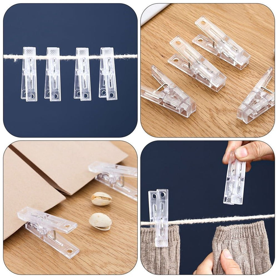 20Pcs Lamp String Clamp Transparent Plastic Clip for Photo Card Note Decoration