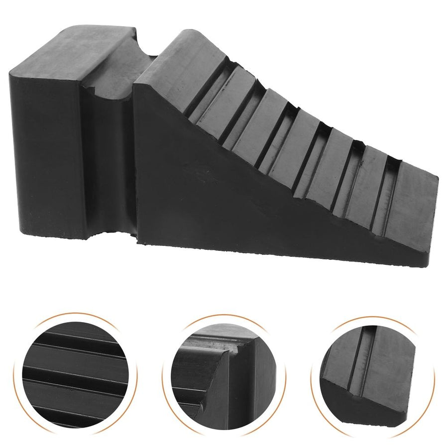 Black Rubber Wheel Chock for Vehicles, Portable Tire for Cars, Trailers, and Trucks Safety