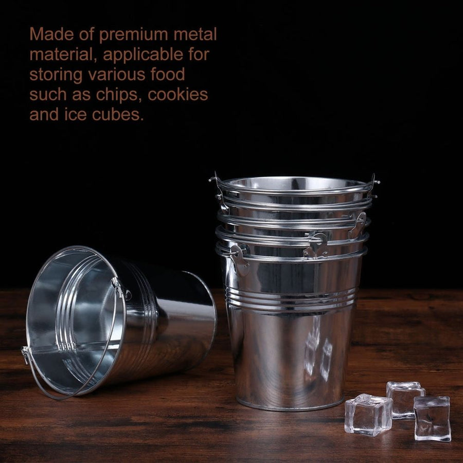 Plated Silver Tinplate Ice Storage Bucket Portable for Bar and Cafe 6Pcs