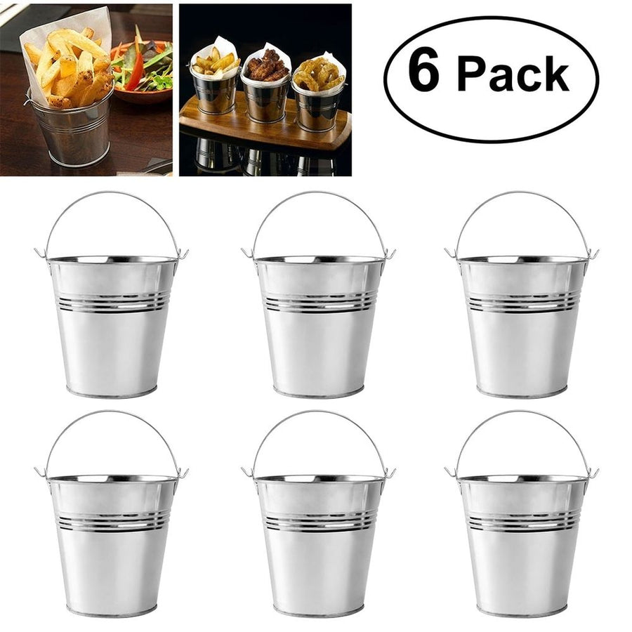 Plated Silver Tinplate Ice Storage Bucket Portable for Bar and Cafe 6Pcs
