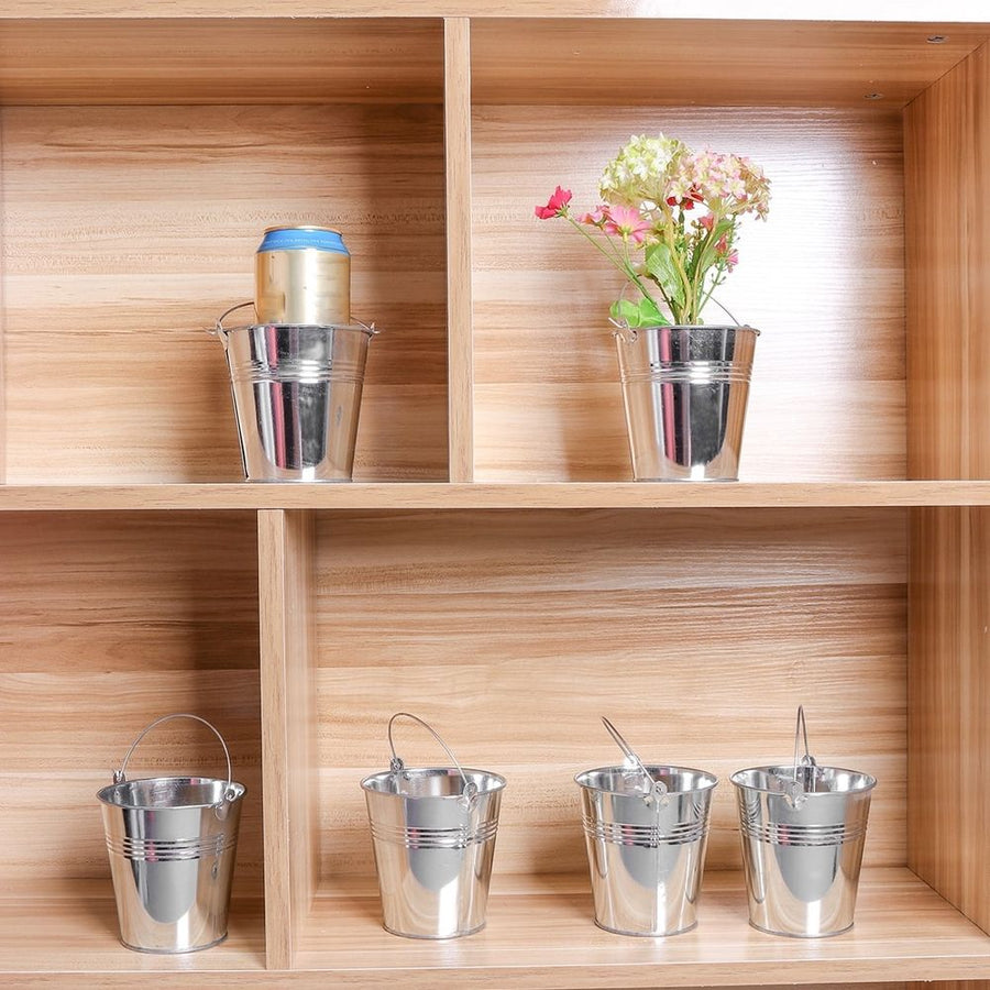 Plated Silver Tinplate Ice Storage Bucket Portable for Bar and Cafe 6Pcs