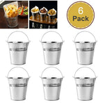 Plated Silver Tinplate Ice Storage Bucket Portable for Bar and Cafe 6Pcs