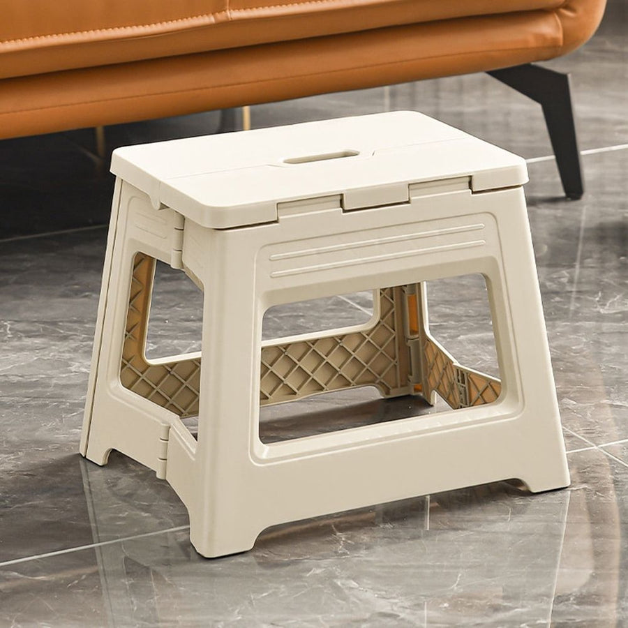 Portable Folding Stool, Plastic Outdoor Picnic Stool with Non-Slip Fe, Compact Camping & Travel Stool, 1-Pack, White/Pink/Gray