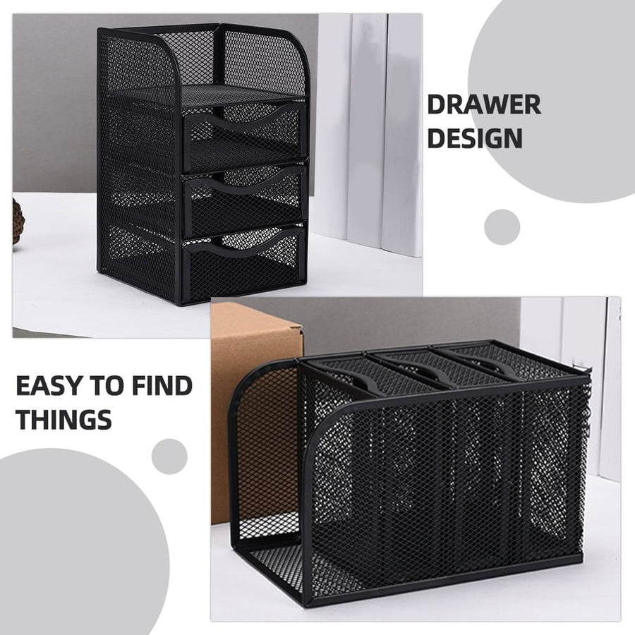 Desk Organizers With Drawers Black 1Pcs 8.1In X 5.0In X 4.9In