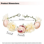 Women Rose Floral Crown Hair Wreath Leave Flower Headband with Adjustable Ribbon