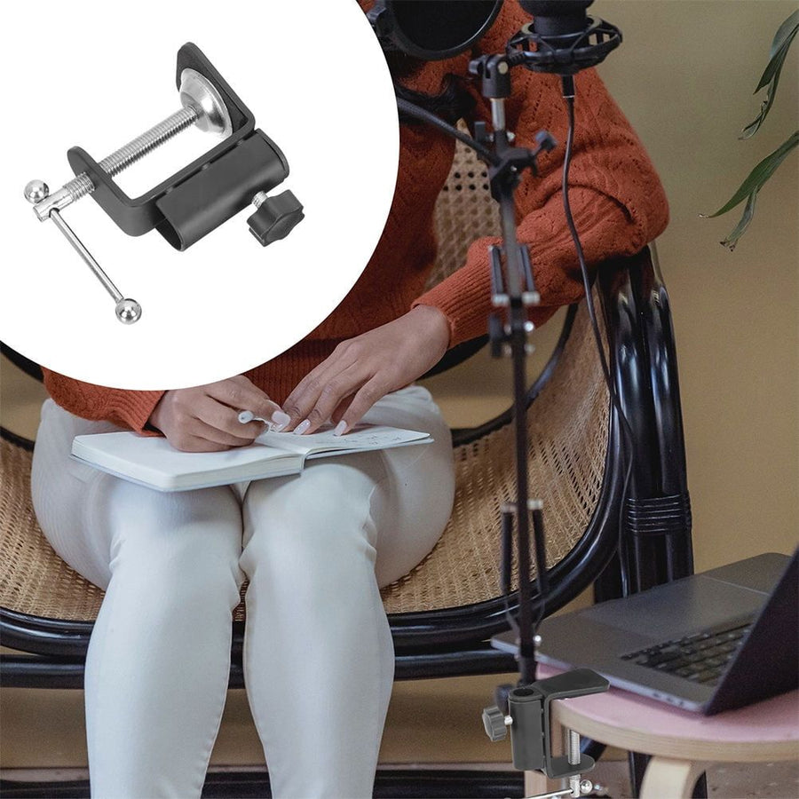 2Pcs Adjustable Table Mount Clamps with Silicone Padding for Secure Microphone Installation