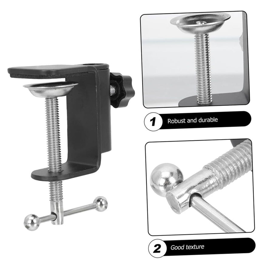 2Pcs Adjustable Table Mount Clamps with Silicone Padding for Secure Microphone Installation