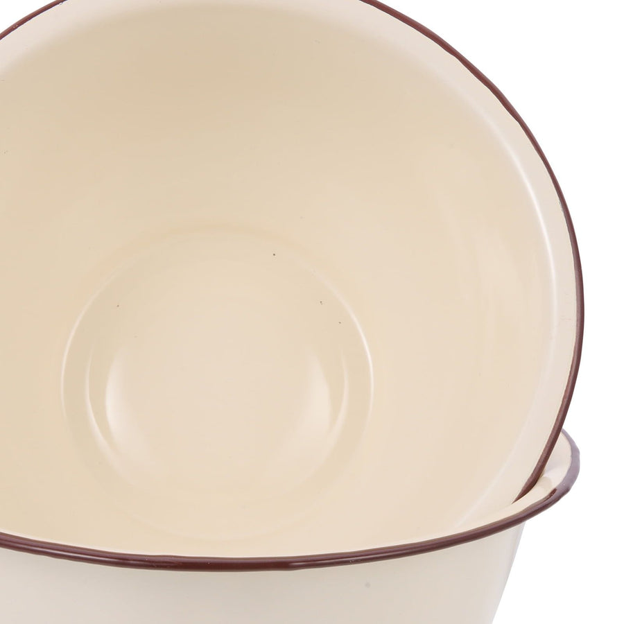 2Pcs White Enamel Soup Bowl Multipurpose Kitchen Basin for Cooking and Serving