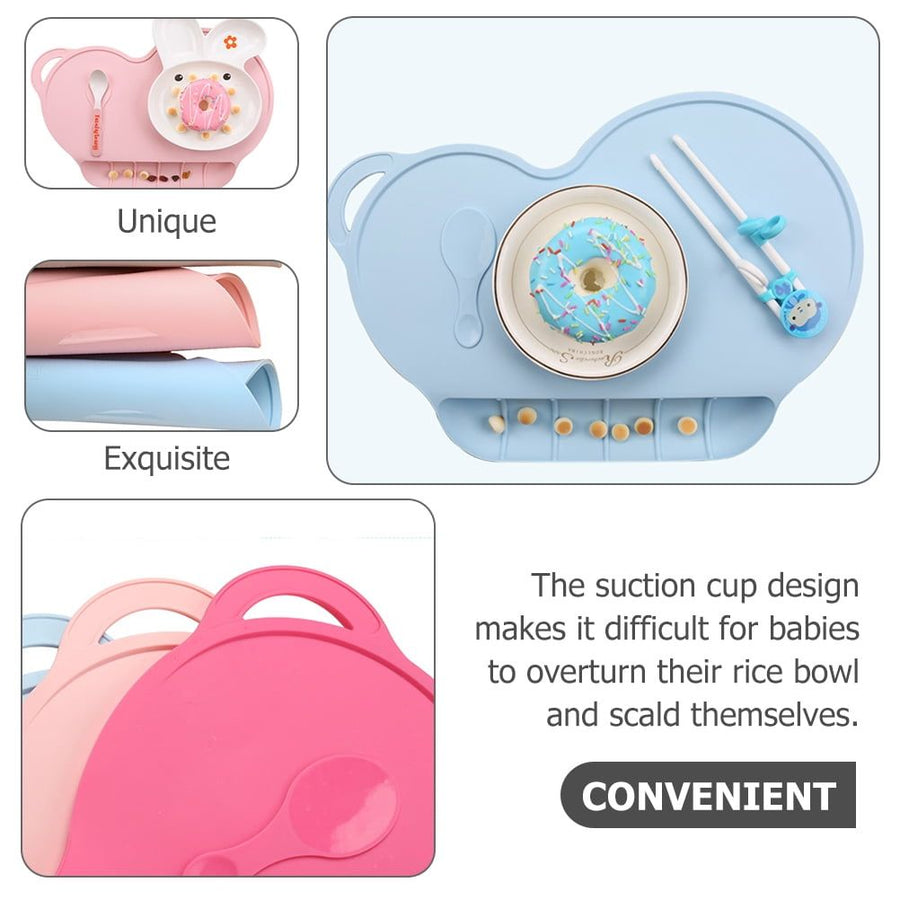 2Pcs Heat-resistant Placemat Silicone Non-slip for Kids Rectangle Home Use