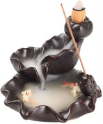 Ceramics Waterfall Incense Burner, Backflow Incense Burner,Incense Burner Holder, Koi Fish Incense Burner, Incense Burner