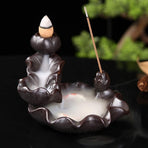 Ceramics Waterfall Incense Burner, Backflow Incense Burner,Incense Burner Holder, Koi Fish Incense Burner, Incense Burner