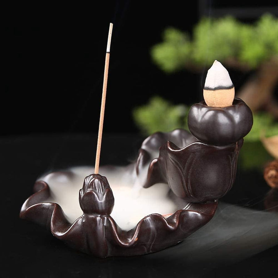 Ceramics Waterfall Incense Burner, Backflow Incense Burner,Incense Burner Holder, Koi Fish Incense Burner, Incense Burner
