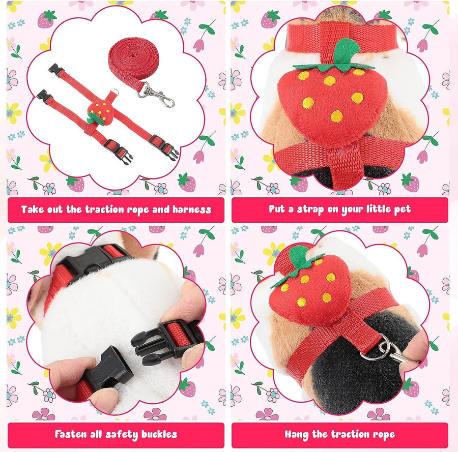 Adjustable Rabbit Harness and Leash Bunny Harness Leash Set Harness Leash for Rabbit Kitten Puppy Pig and Small Pet Animals