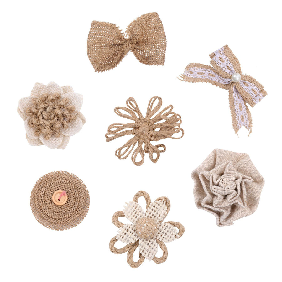7-Piece Linen Bow Knot Set for Christmas Tree Decorations and Wedding Supplies, Festive Holiday Craft Accessories