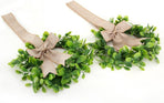 Christmas Kitchen Cabinet Wreaths Decorative Boxwood Wreaths with Ribbon Artificial Greenery Wreath Small Farmhouse Wreaths for Kitchen