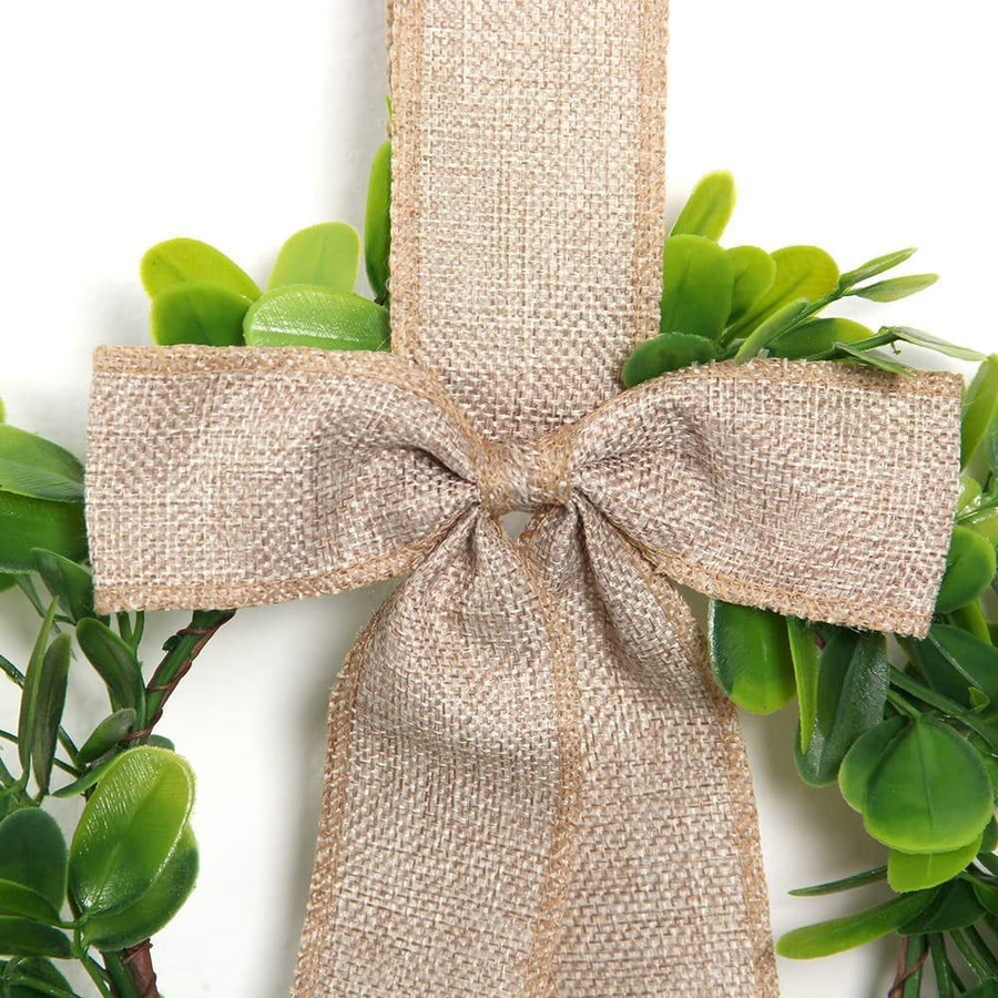 Christmas Kitchen Cabinet Wreaths Decorative Boxwood Wreaths with Ribbon Artificial Greenery Wreath Small Farmhouse Wreaths for Kitchen
