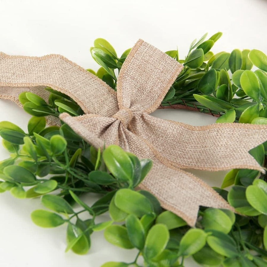 Christmas Kitchen Cabinet Wreaths Decorative Boxwood Wreaths with Ribbon Artificial Greenery Wreath Small Farmhouse Wreaths for Kitchen