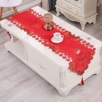 1PC Christmas Embroidered Table Runner Decorative Tablecloth Hollow Out Style Xmas Holiday Themed Table Flag