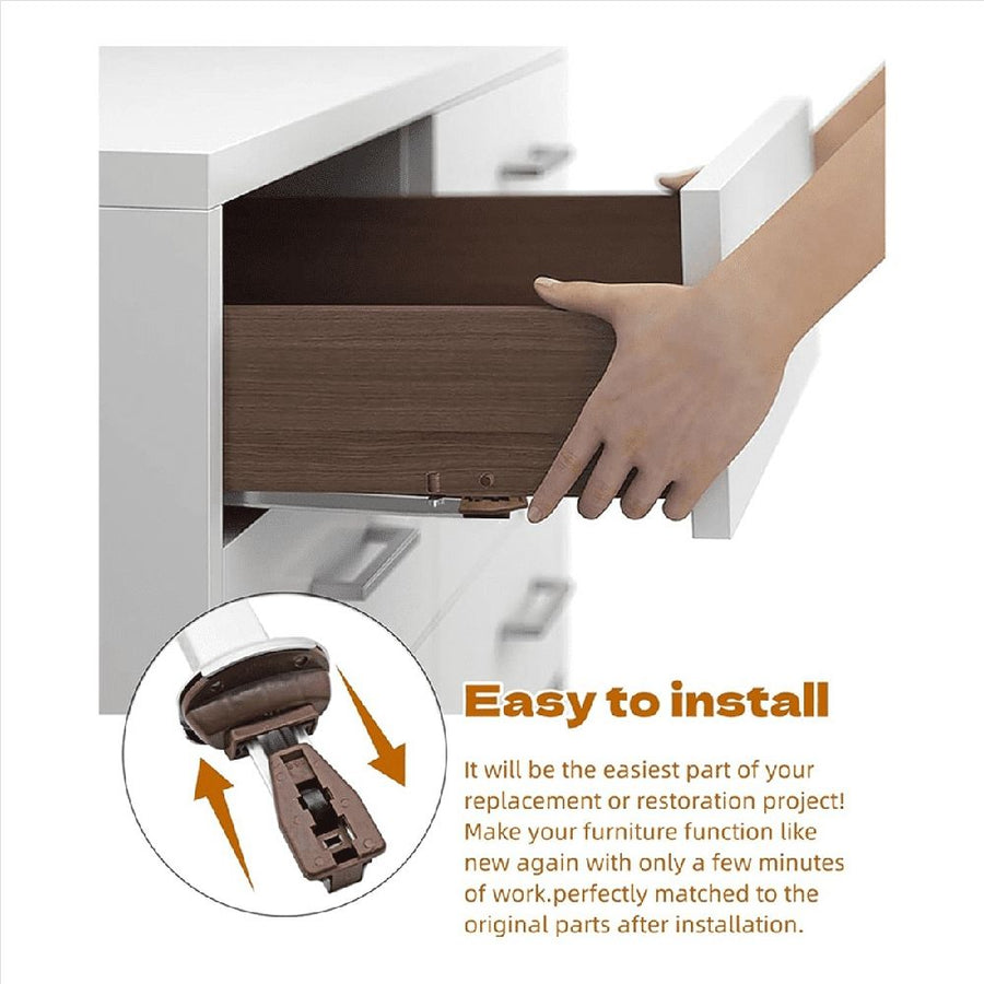 4X Metal Drawer Slide for Various Dressers and Nightstands, Drawer Track and Rail Kit with Metal Support Plate