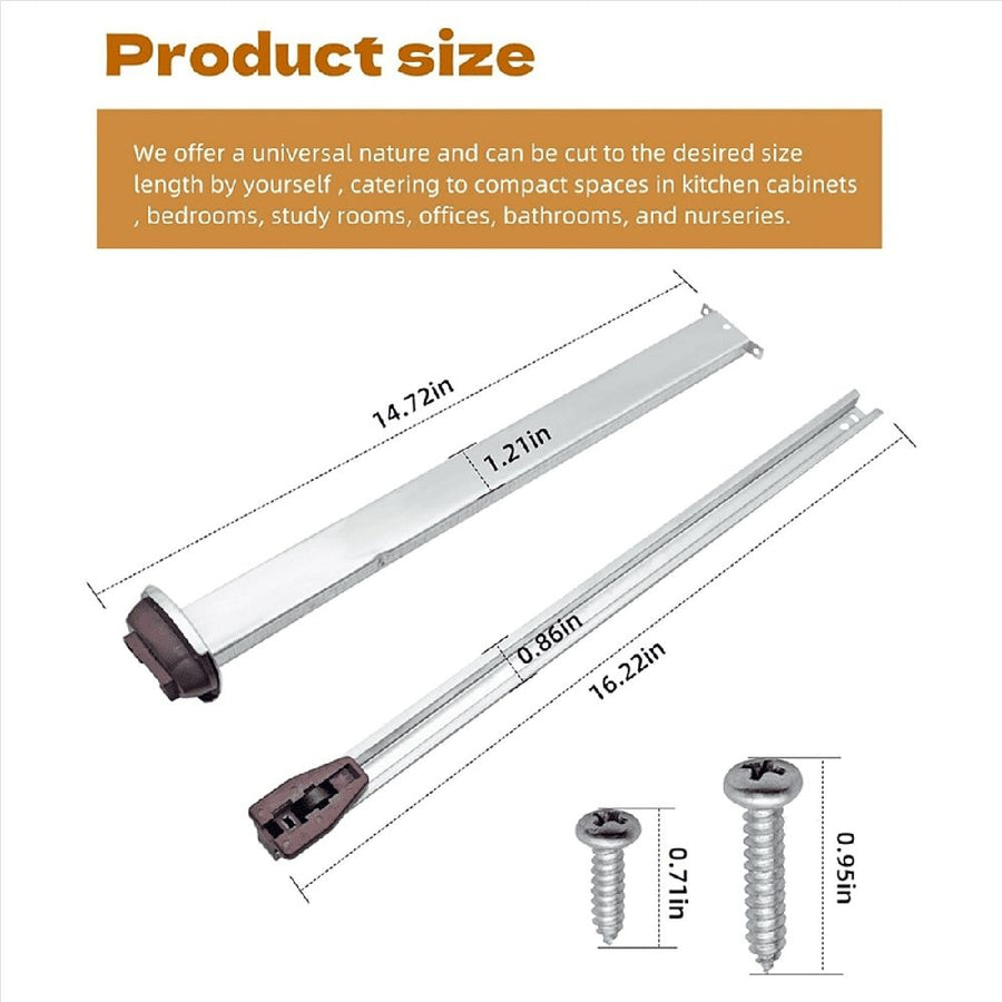4X Metal Drawer Slide for Various Dressers and Nightstands, Drawer Track and Rail Kit with Metal Support Plate