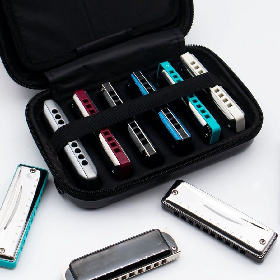 10 Holes Harmonica Case, Zippered Pouch for Harmonica Harmonicas Storage Case Can Hold 12 Harmonicas,1 x Harmonica Case,As Shown