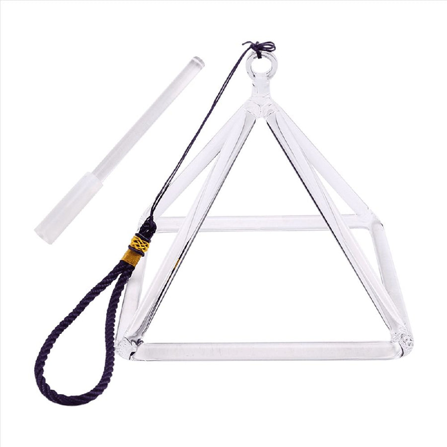 6inch Quartz Crystal Singing Bowl Sound Therapy Pyramid Yoga Meditation Transparent Bowl Percussion Instruments,Transparent