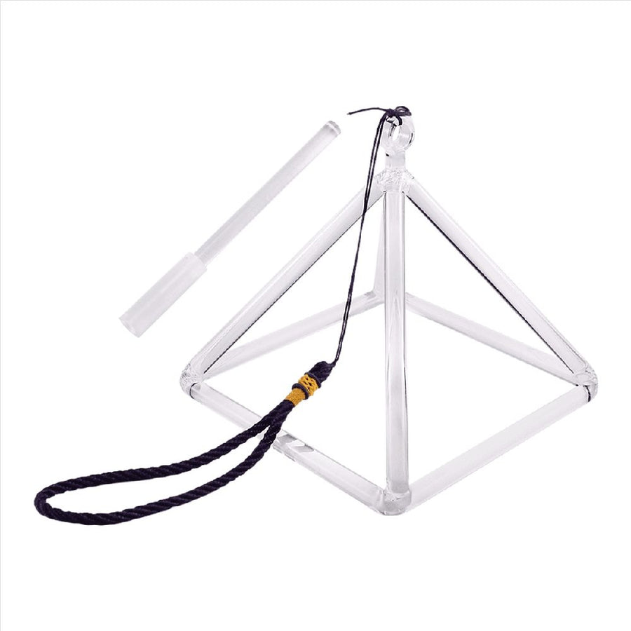 6inch Quartz Crystal Singing Bowl Sound Therapy Pyramid Yoga Meditation Transparent Bowl Percussion Instruments,Transparent