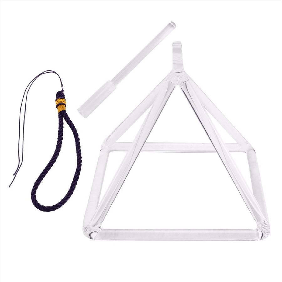 6inch Quartz Crystal Singing Bowl Sound Therapy Pyramid Yoga Meditation Transparent Bowl Percussion Instruments,Transparent