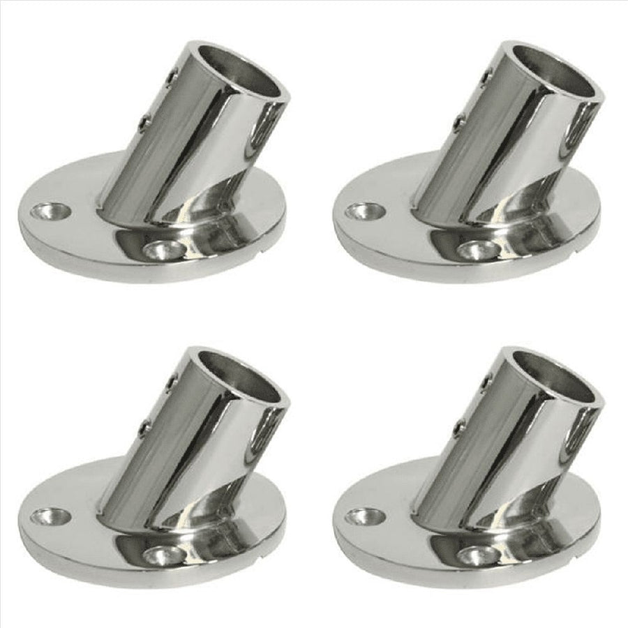 4X Marine Stainless Steel 60 Degree 22mm 7/8 Inch Tube Round Base Hand Rail Railing Fitting Yachts Accessories,4 x Hand Rail Base,Silver