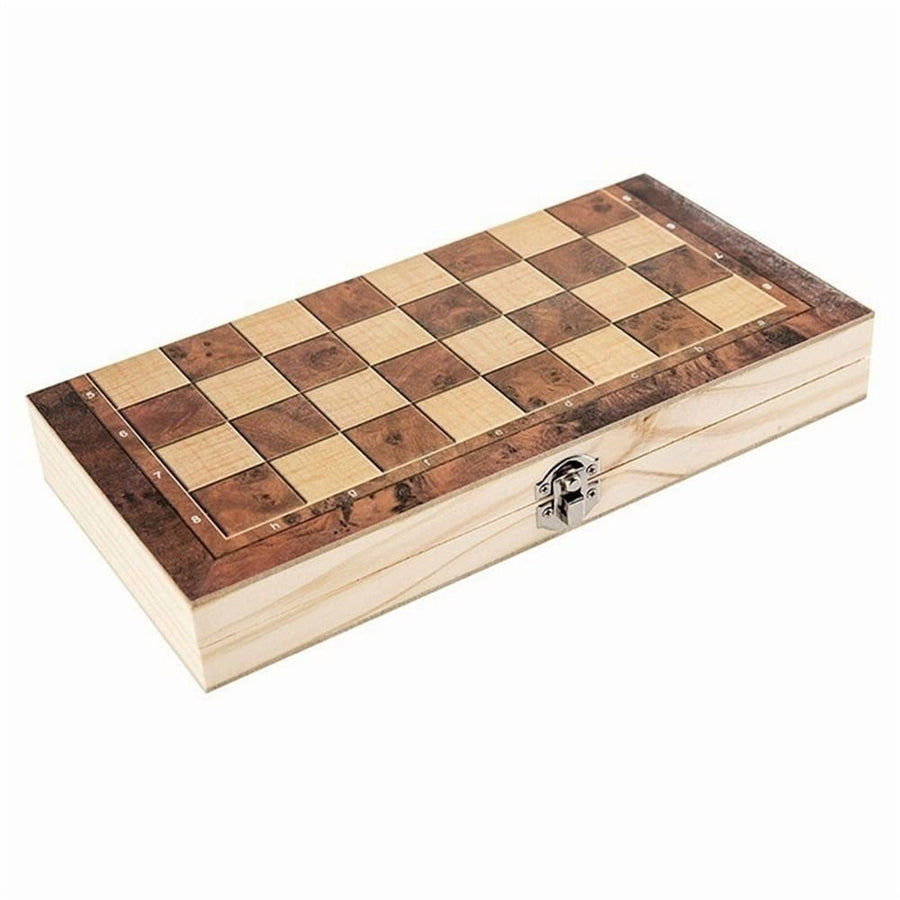 Chess Set 39x39 cm Wood Folding Board Game Chess Backgammon