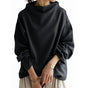 Womens Oversized Sweatshirts Stand Collar Pullover Long Sleeve Hoodies Tops Fall Fashion Outfits Clothes Black S