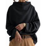 Womens Oversized Sweatshirts Stand Collar Pullover Long Sleeve Hoodies Tops Fall Fashion Outfits Clothes Black S