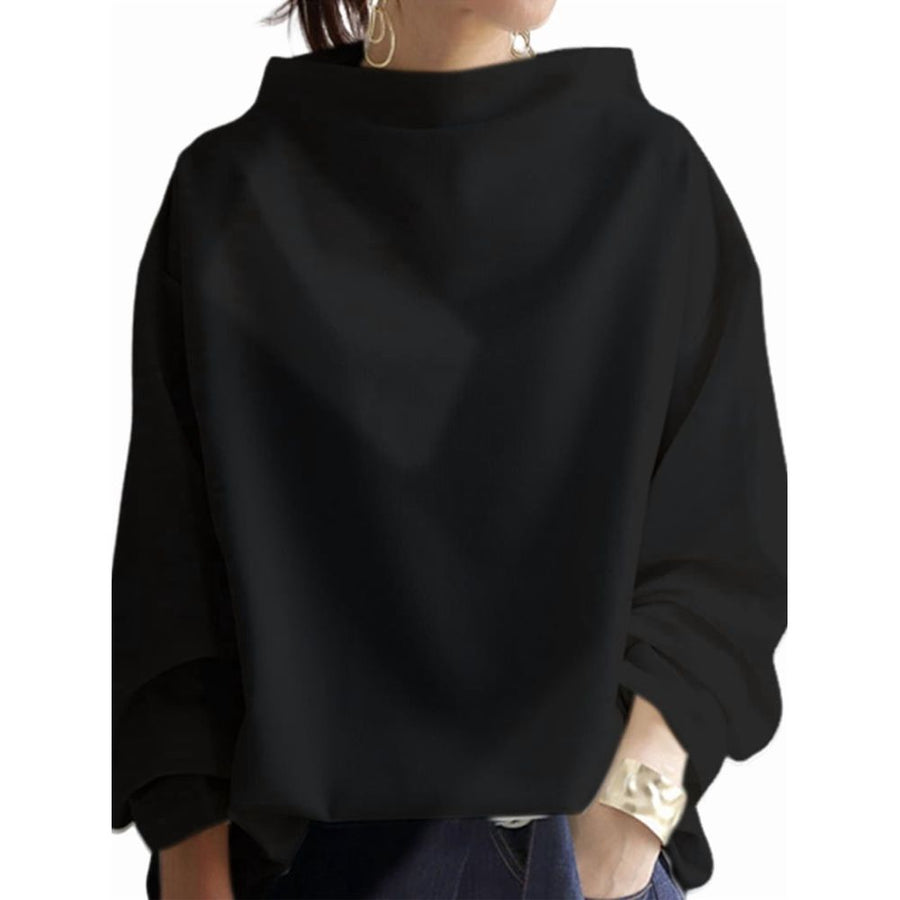 Womens Oversized Sweatshirts Stand Collar Pullover Long Sleeve Hoodies Tops Fall Fashion Outfits Clothes Black S