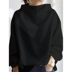 Womens Oversized Sweatshirts Stand Collar Pullover Long Sleeve Hoodies Tops Fall Fashion Outfits Clothes Black S