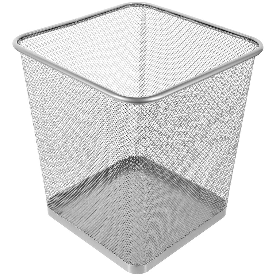 Wire Mesh Garbage Can Plated Silver Color with Open Mesh Design for Indoor Use