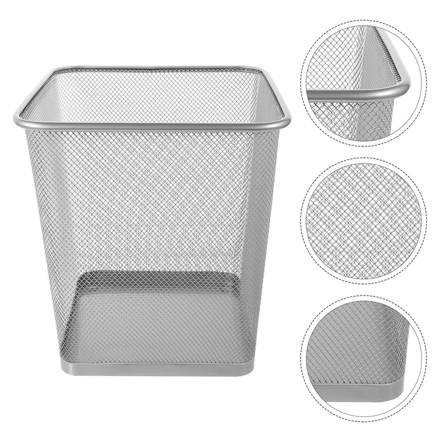 Wire Mesh Garbage Can Plated Silver Color with Open Mesh Design for Indoor Use