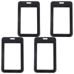 4Pcs Multi Functional Plastic Badge Holders Black Card Sleeves for Id and Credit Cards