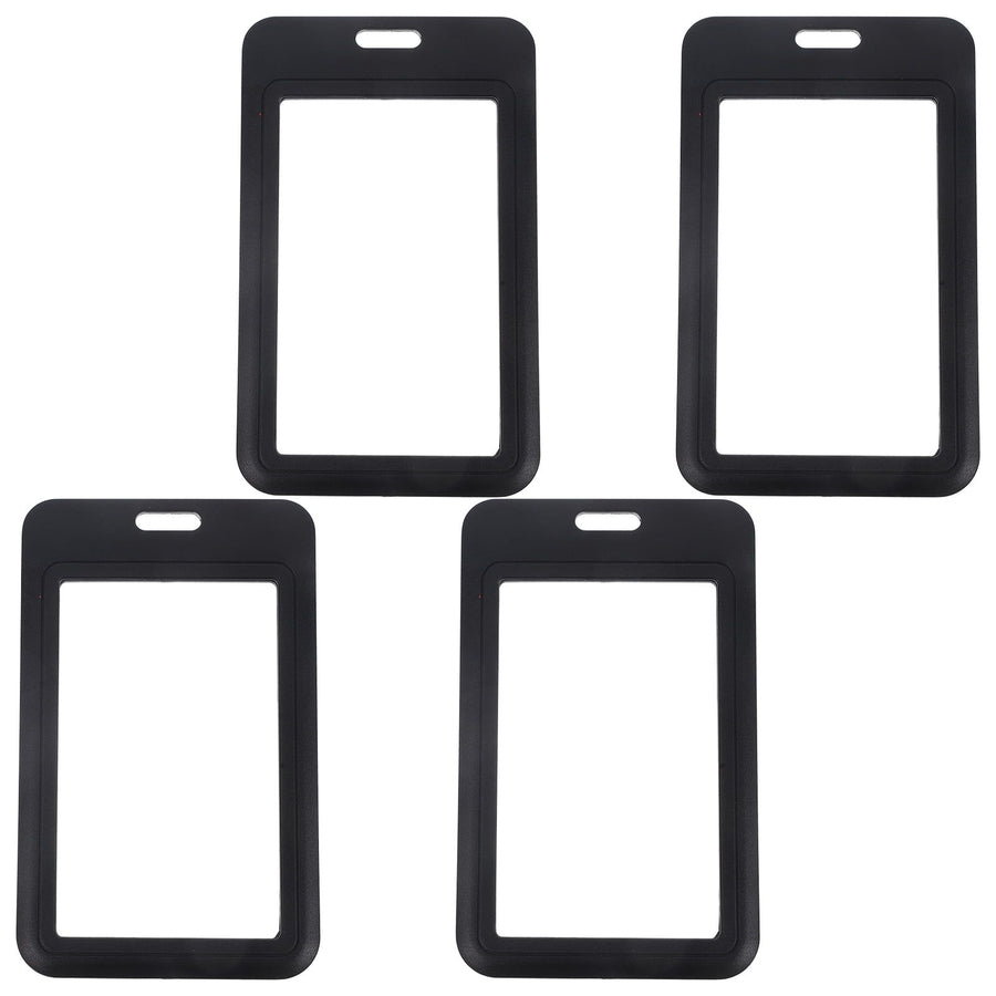 4Pcs Multi Functional Plastic Badge Holders Black Card Sleeves for Id and Credit Cards