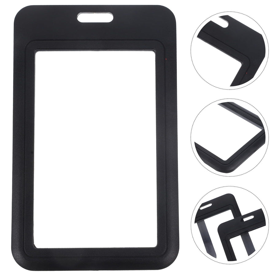 4Pcs Multi Functional Plastic Badge Holders Black Card Sleeves for Id and Credit Cards