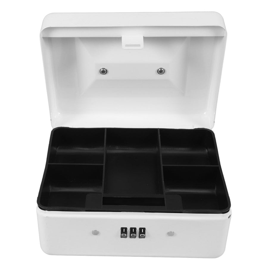 Metal Cash Storage Box with Combination Lock and Removable Tray for Home