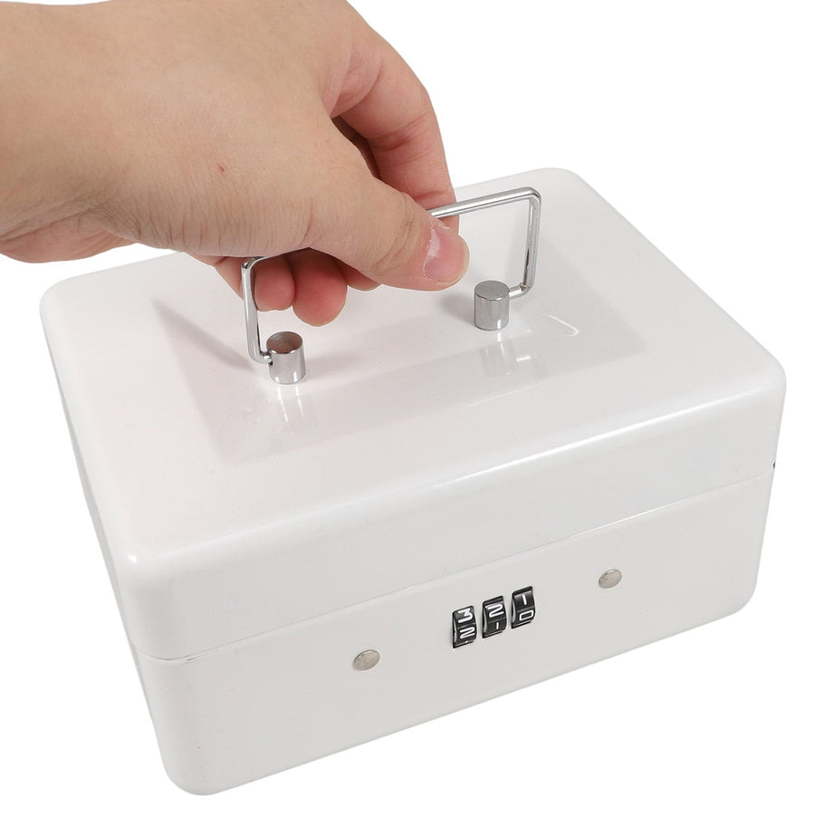 Metal Cash Storage Box with Combination Lock and Removable Tray for Home