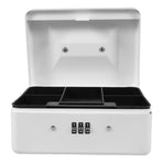 Metal Cash Storage Box with Combination Lock and Removable Tray for Home
